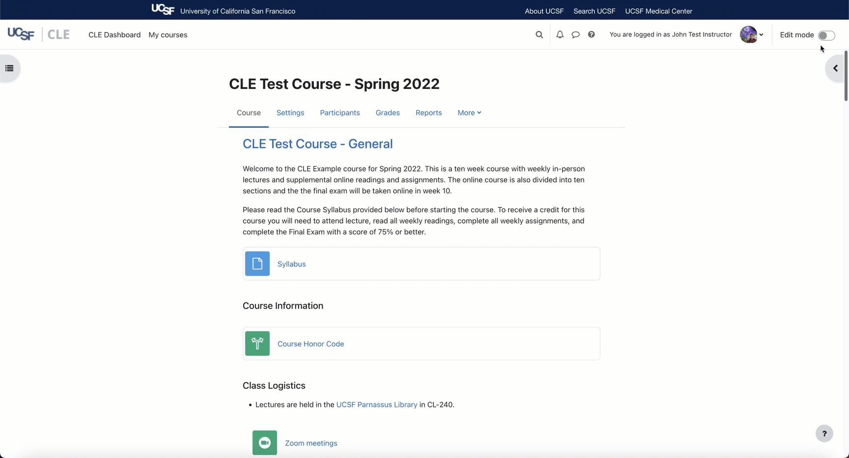 A gif of a UCSF CLE course from a instructor or manager's perspective: How to add a cle assignment.gif