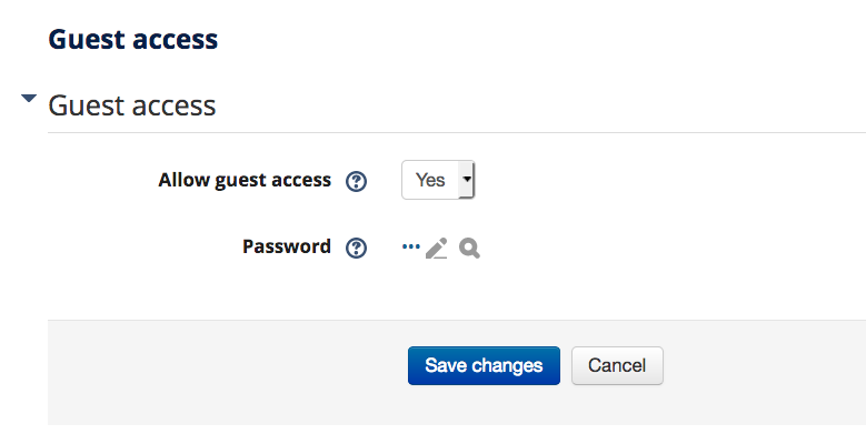 A screenshot of the participant's page in a UCSF CLE course from a instructor or manager's perspective: How to add guest access method