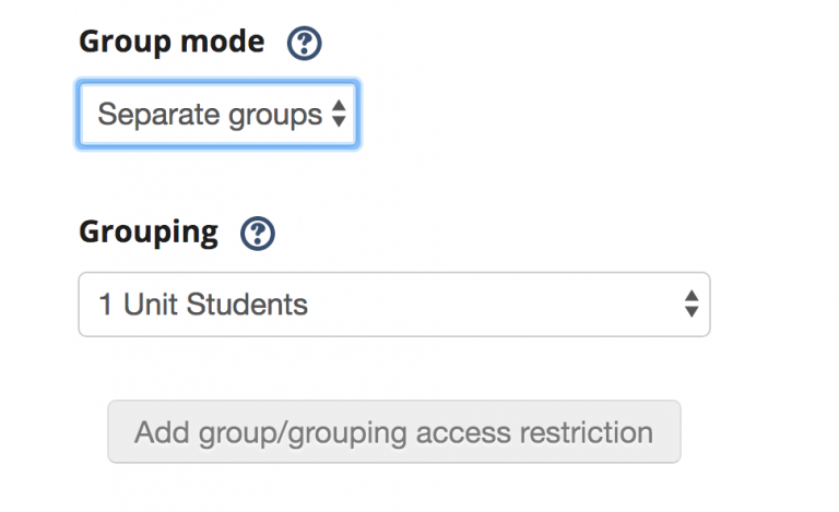 A screenshot of the CLE course from an instructor's perspective: How to to restrict access to a group in an activity