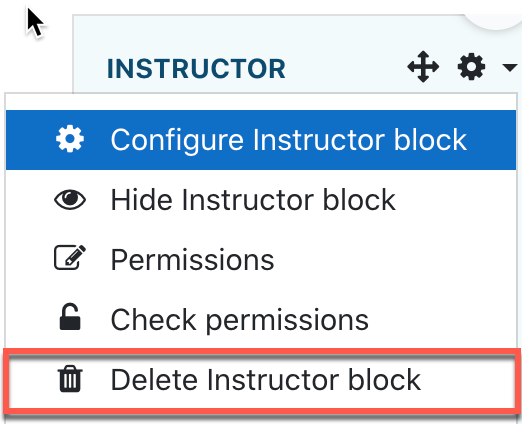 A screenshot example of how to delete a block from the list of blocks on the right hand side by using the cog icon from the instructor or manager perspective.jpg