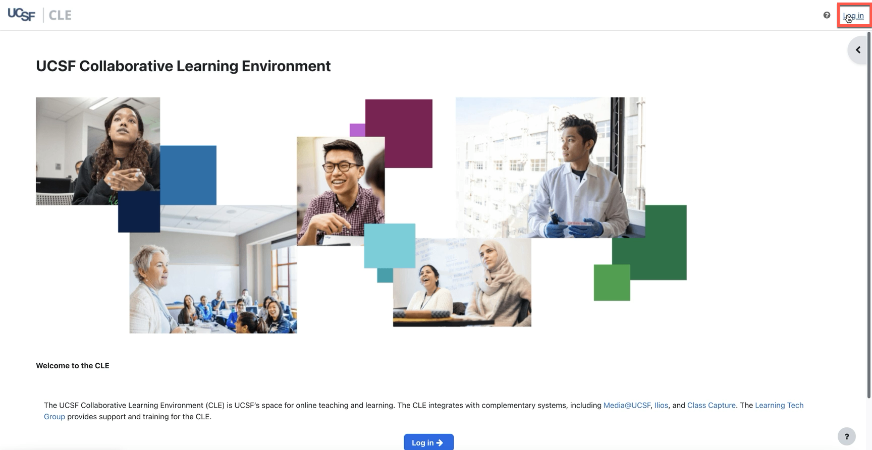 A screenshot of the UCSF Collaborative Learning Environment Login page.png