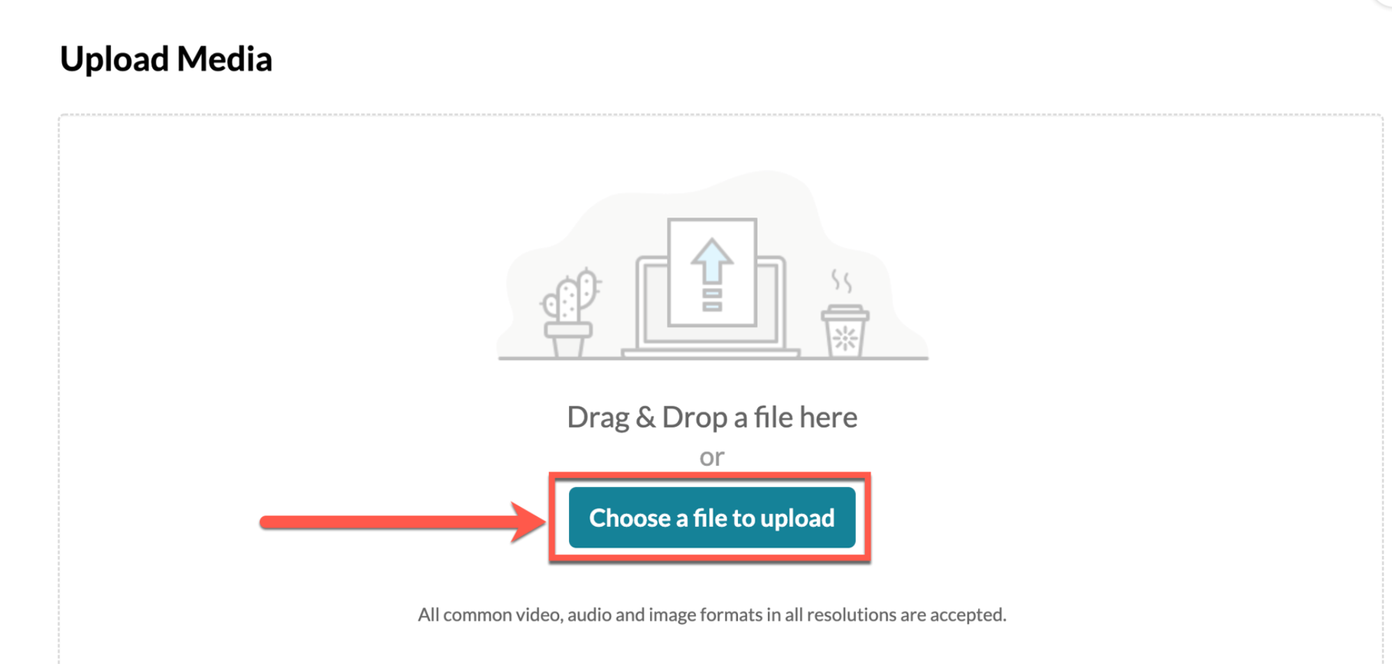 A screenshot showing how to Choose a file to upload the video