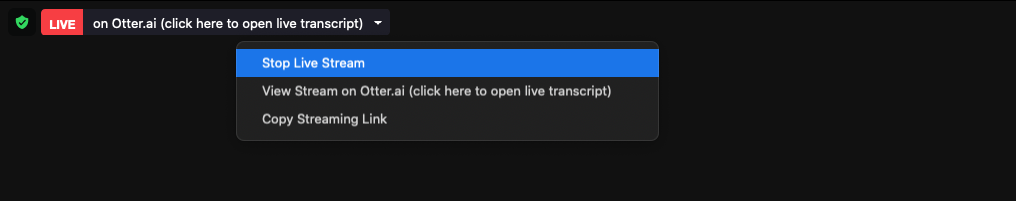 screenshot of zoom showing Stop Live Stream button